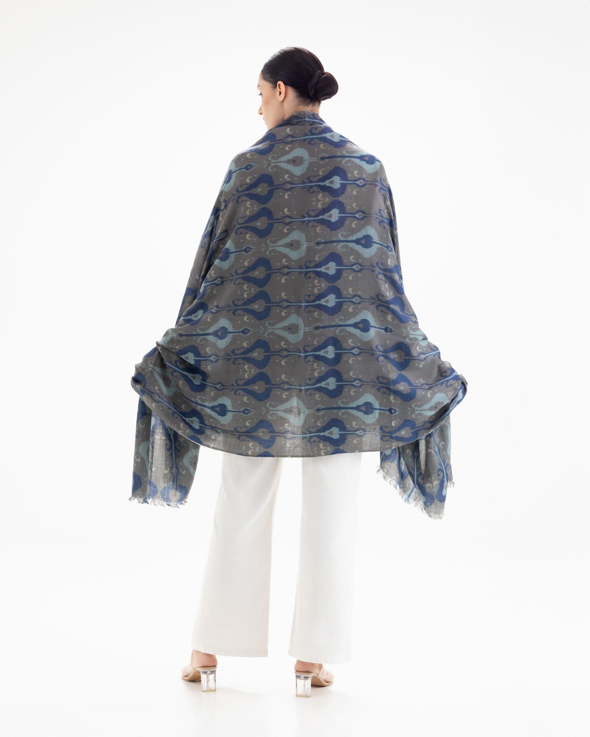 QUEENMARK | AN Patola Ikat Print Blue Grey