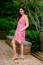 NIMBU | Singapore Short Halter Dress with Pockets in Red White