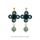 THE ANTECEDENT STORE | 吉祥结 | Statement Auspicious Knot with Green Aventurine Earrings