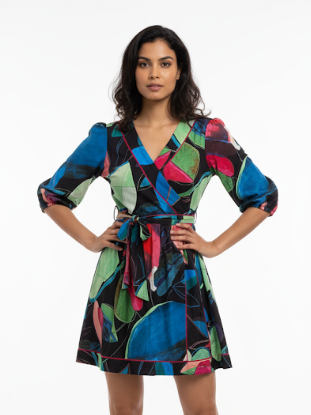 NIMBU | Havana Wrap Dress in Black Amazon in Cotton