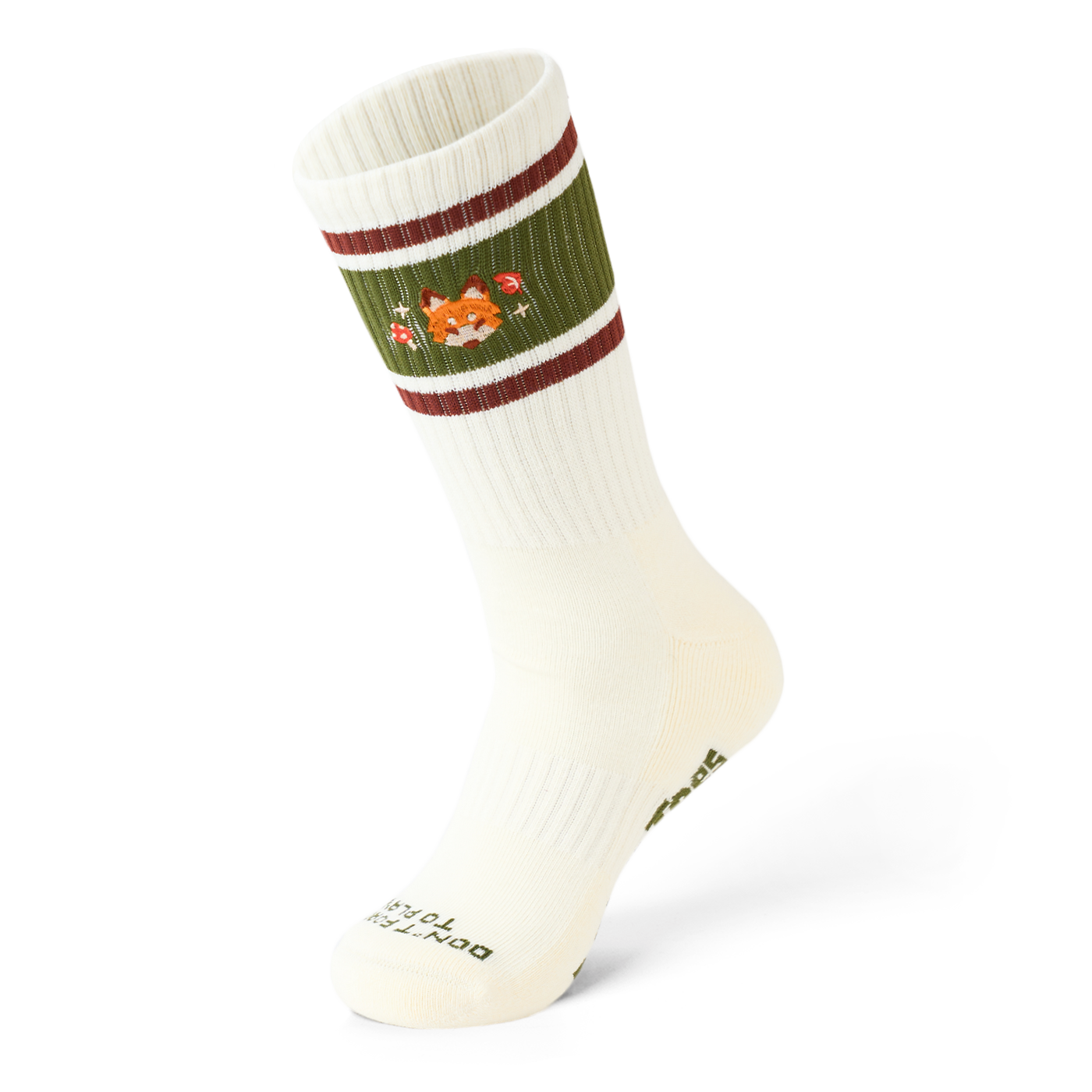 TALKING TOES | Playful Fox Athletic Sock | Cream