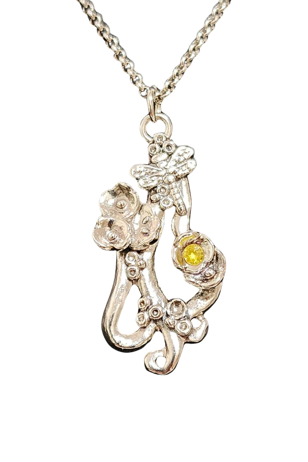 CREATIVE JEWELLERY STUDIO | Yellow Sapphire, Silver "Botanical Fantasy" Pendant Necklace by Annyun