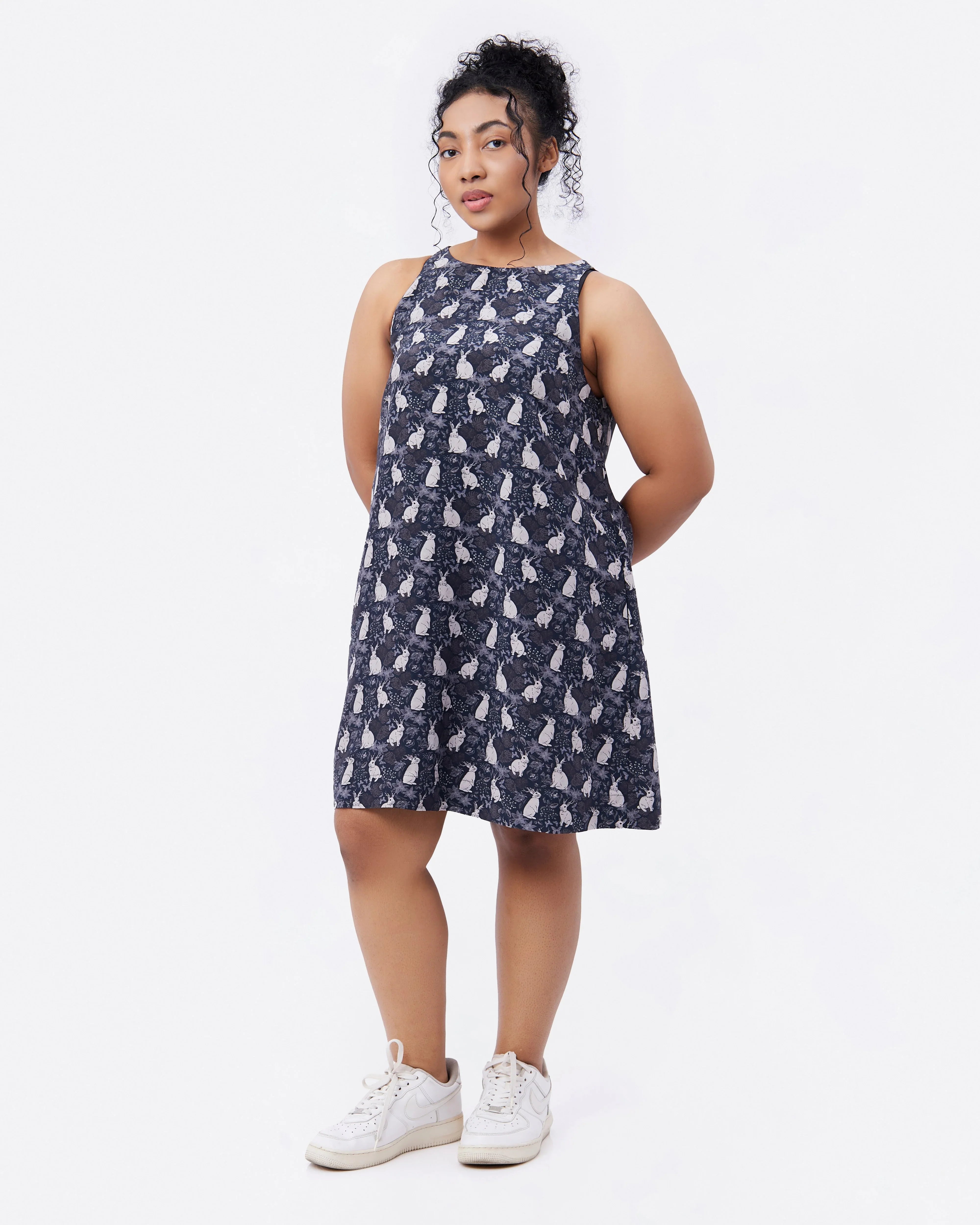 STUDIO QILING | Jackalope Moonlit Night Silk Blend Mini Dress