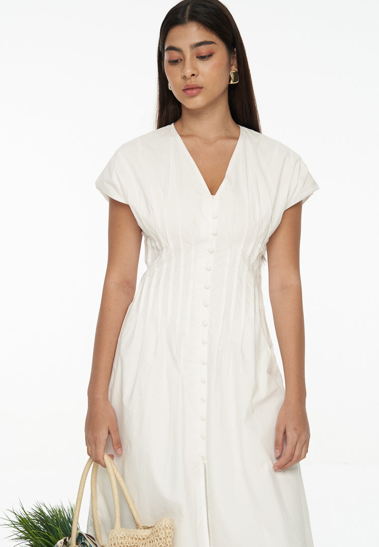 DRESSINGPAULA | Pleated Cotton Midi Dress