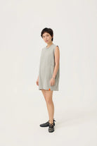 3EIGHTH | Cocoon Jersey Reversible Dress in Zinc Grey & Lemon Fizz