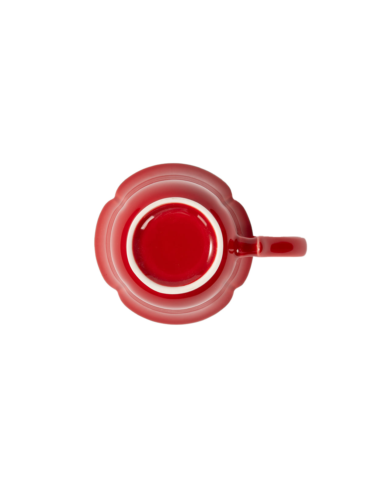 CRAFILAB | Vermilion Red & Moon Gazing Teacup With Heart & Shaped Side Handle
