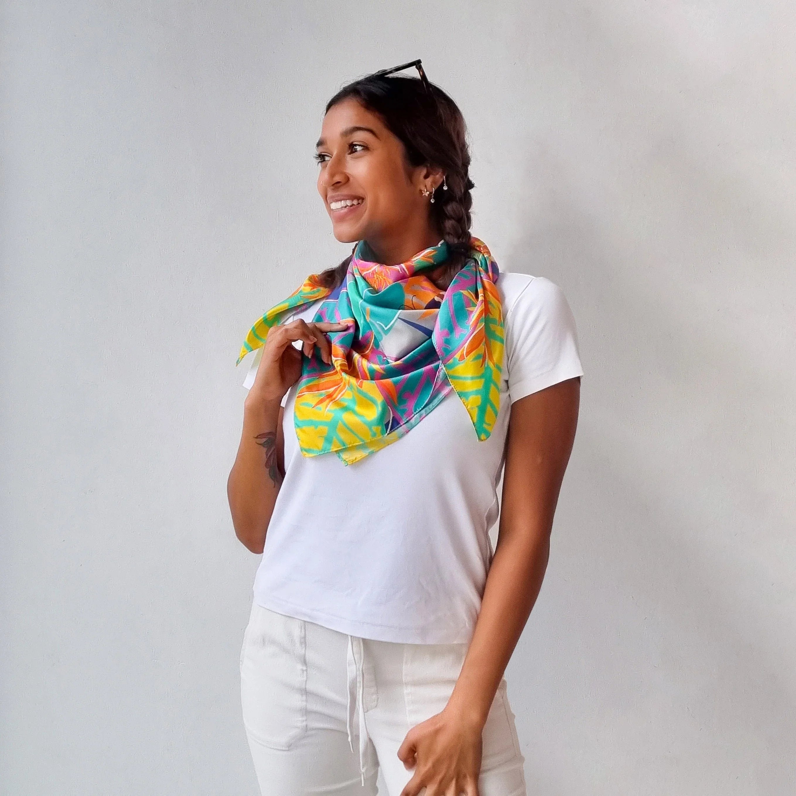 BINARY STYLE | Blooms and Butterflies of Singapore Silk Square Scarf 87x87cm