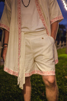 RAJA RANI | Embroidered Linen Robe and Shorts Set