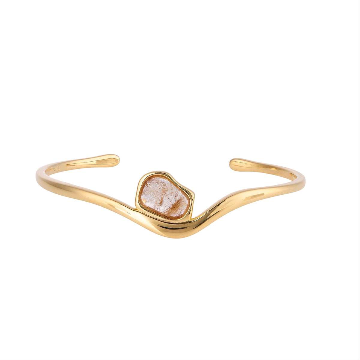 RINA LEE | GOLDEN Rutile Quartz Cuff Bracelet | 18K Gold Vermeil