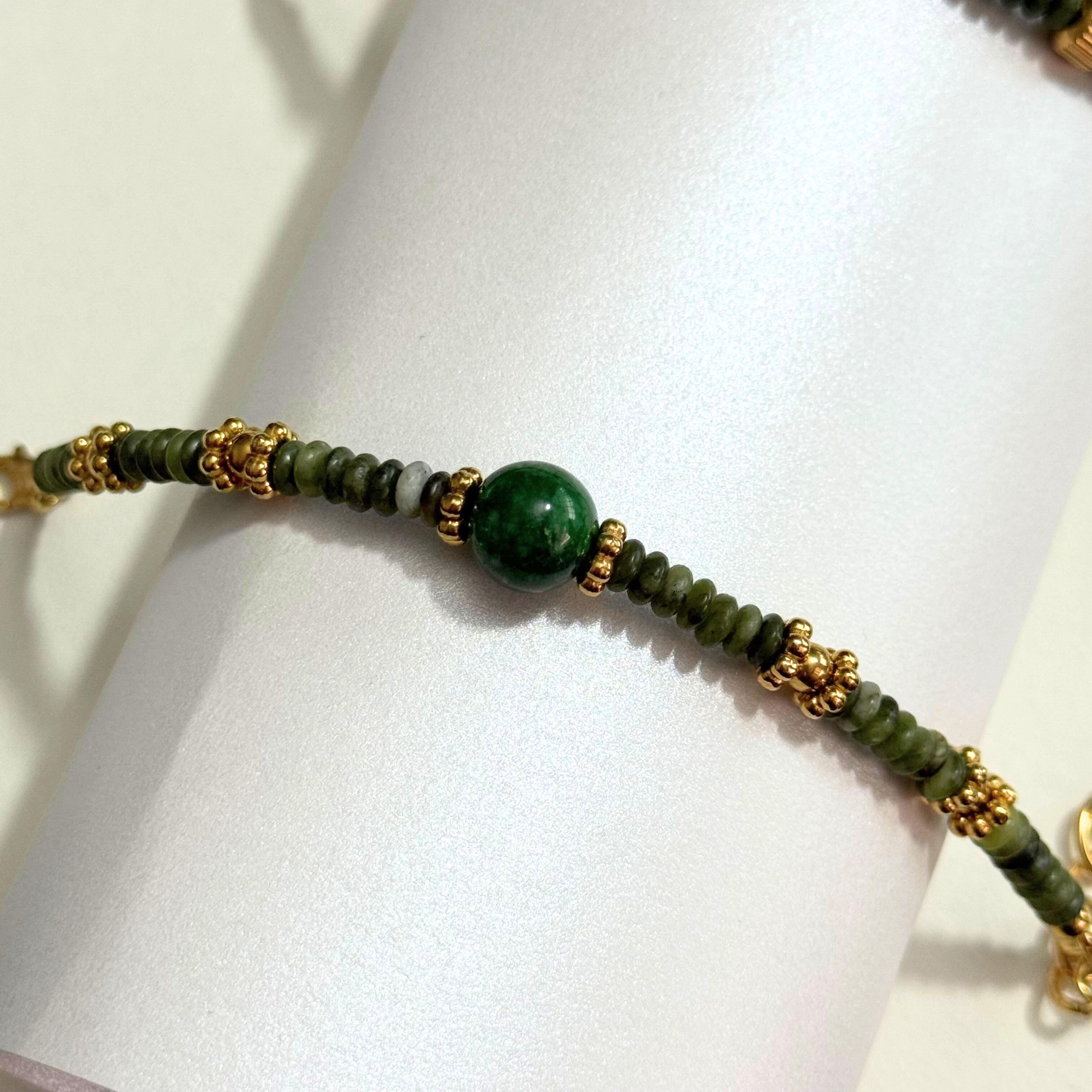 THE ANTECEDANT STORE | B - Abundance & Strength Green Chalcedony With Nephrite Jade Bracelet