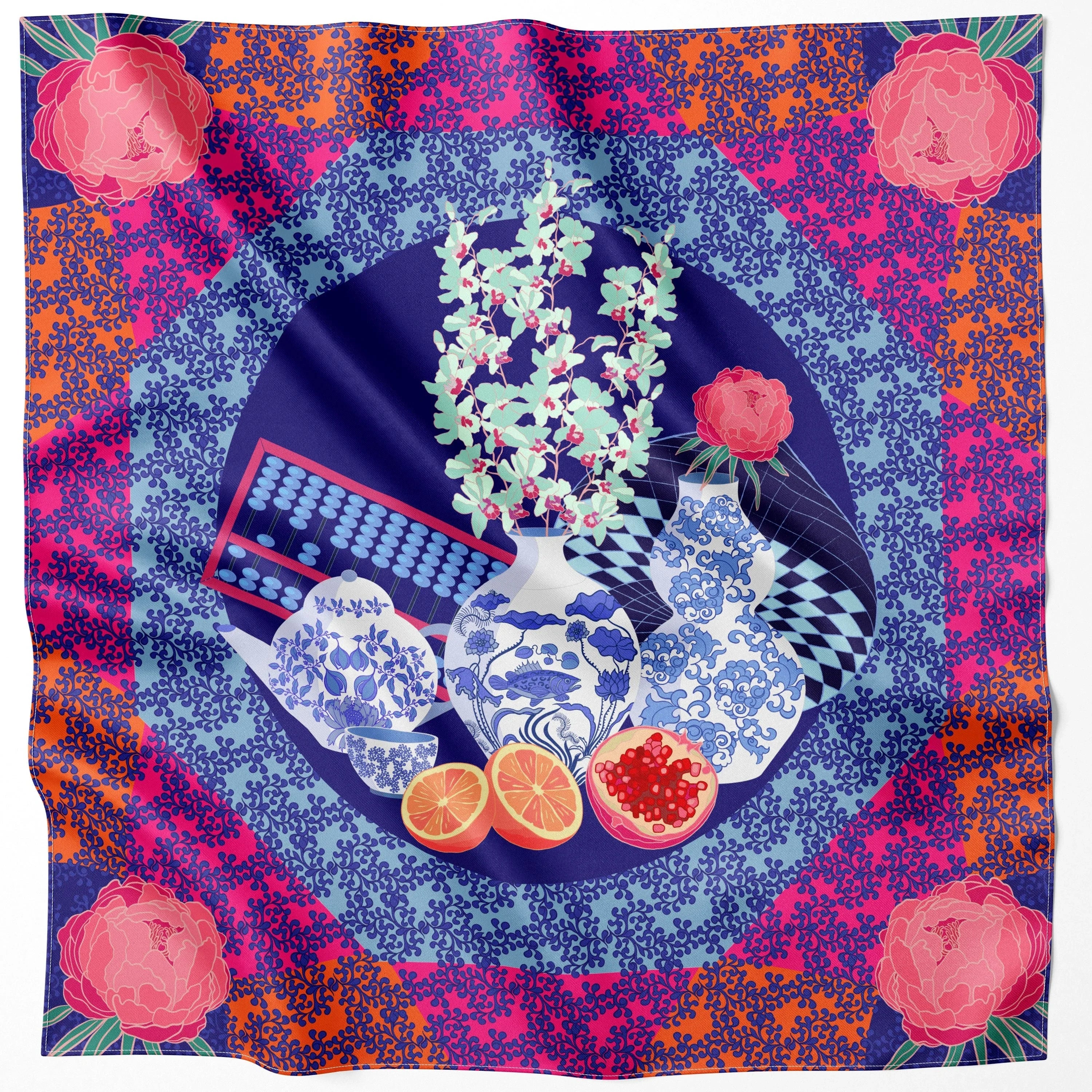 BINARY STYLE | Straits Chinoiserie Premium Silk Scarf
