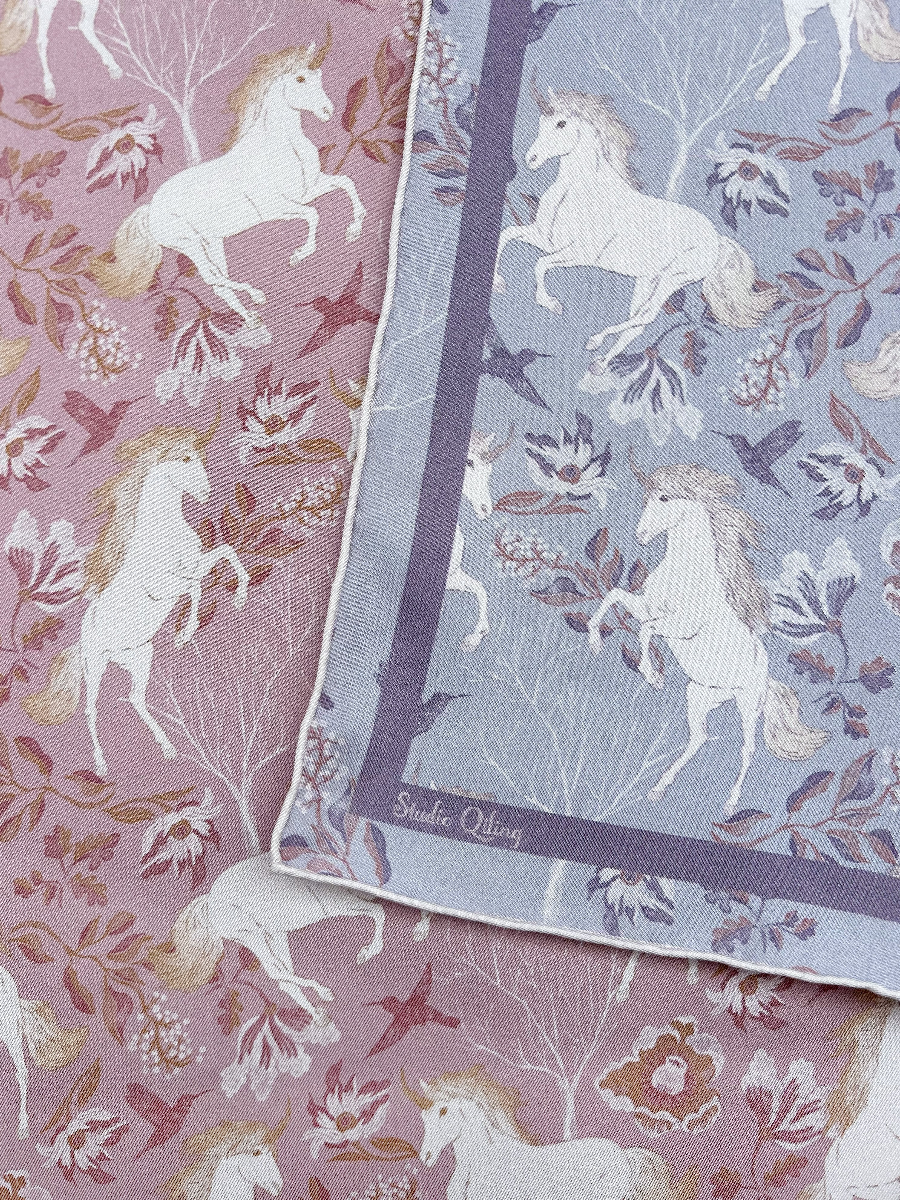 STUDIO QILING | Unicorn Spring Magic Double Side Silk Scarf 100