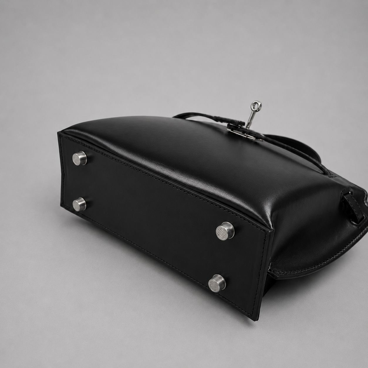 WU HAUS | Le H 30 Black Leather Top Handle Bag