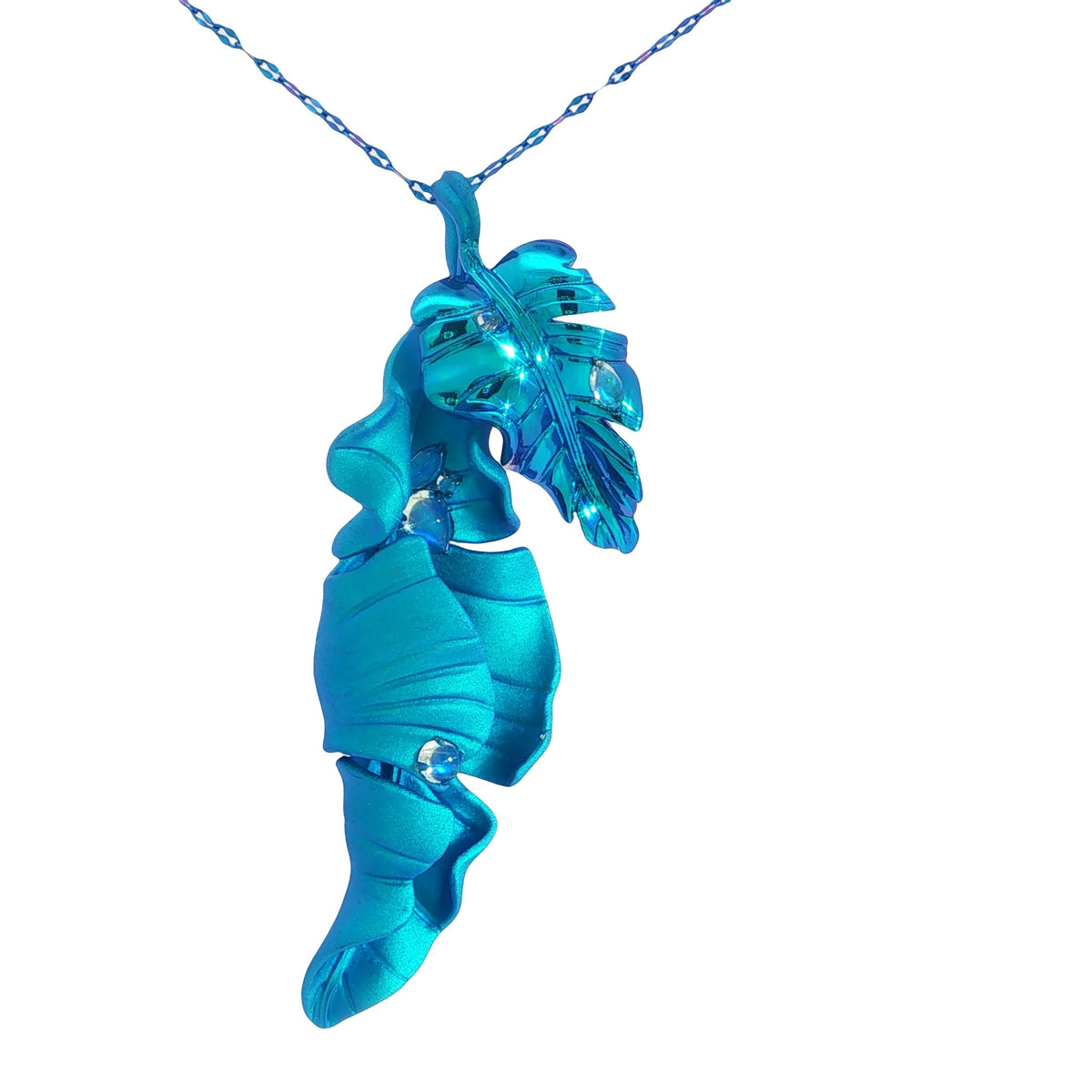CREATIVE JEWELLERY STUDIO | My Tropical Garden: Artistic Titanium & Moonstones "Tropical Leaf" Pendant 3 | Tyll Atelier