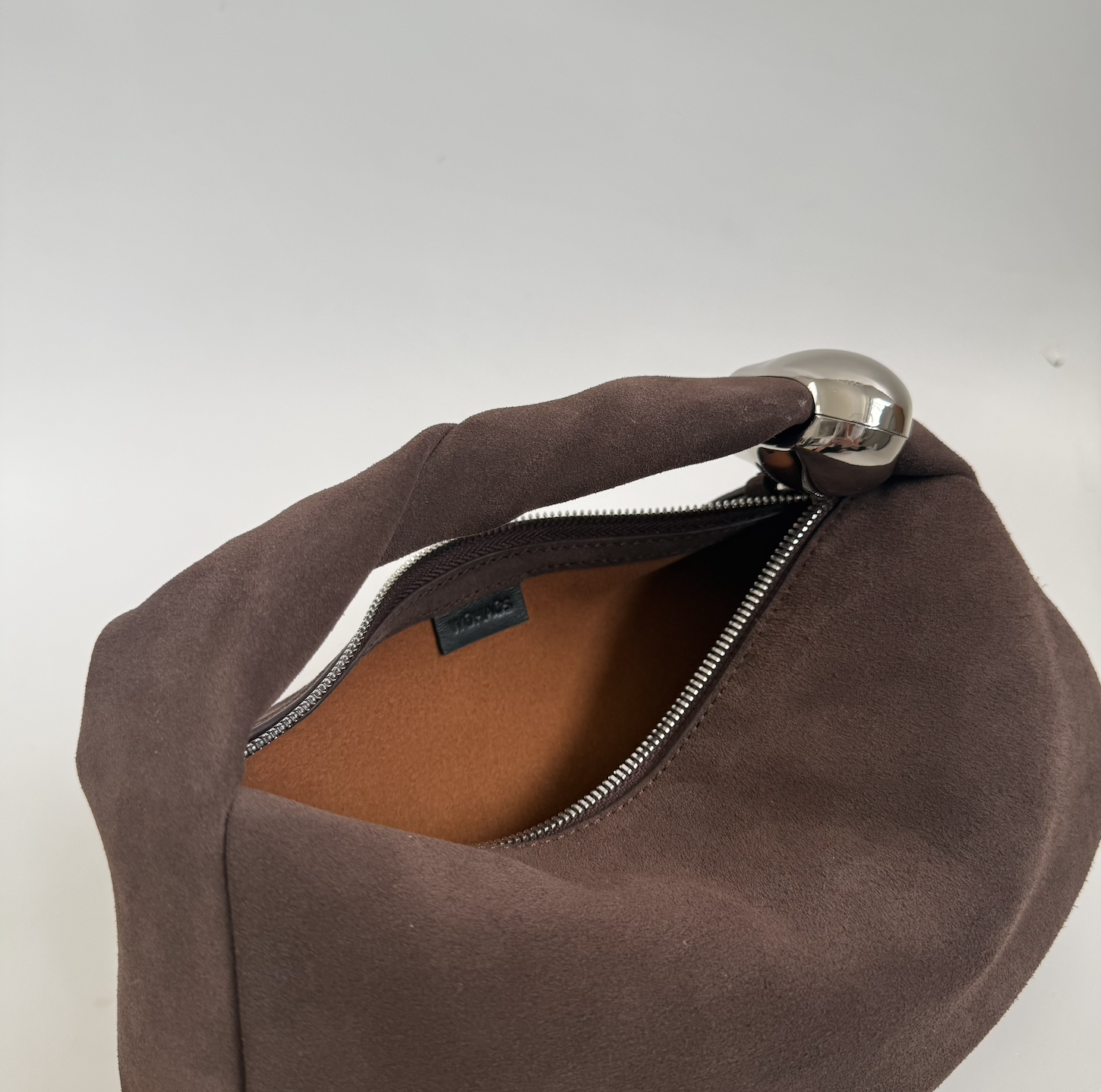 WU HAUS | Orbit Lightweight Suede Coffee Sculptural Bag