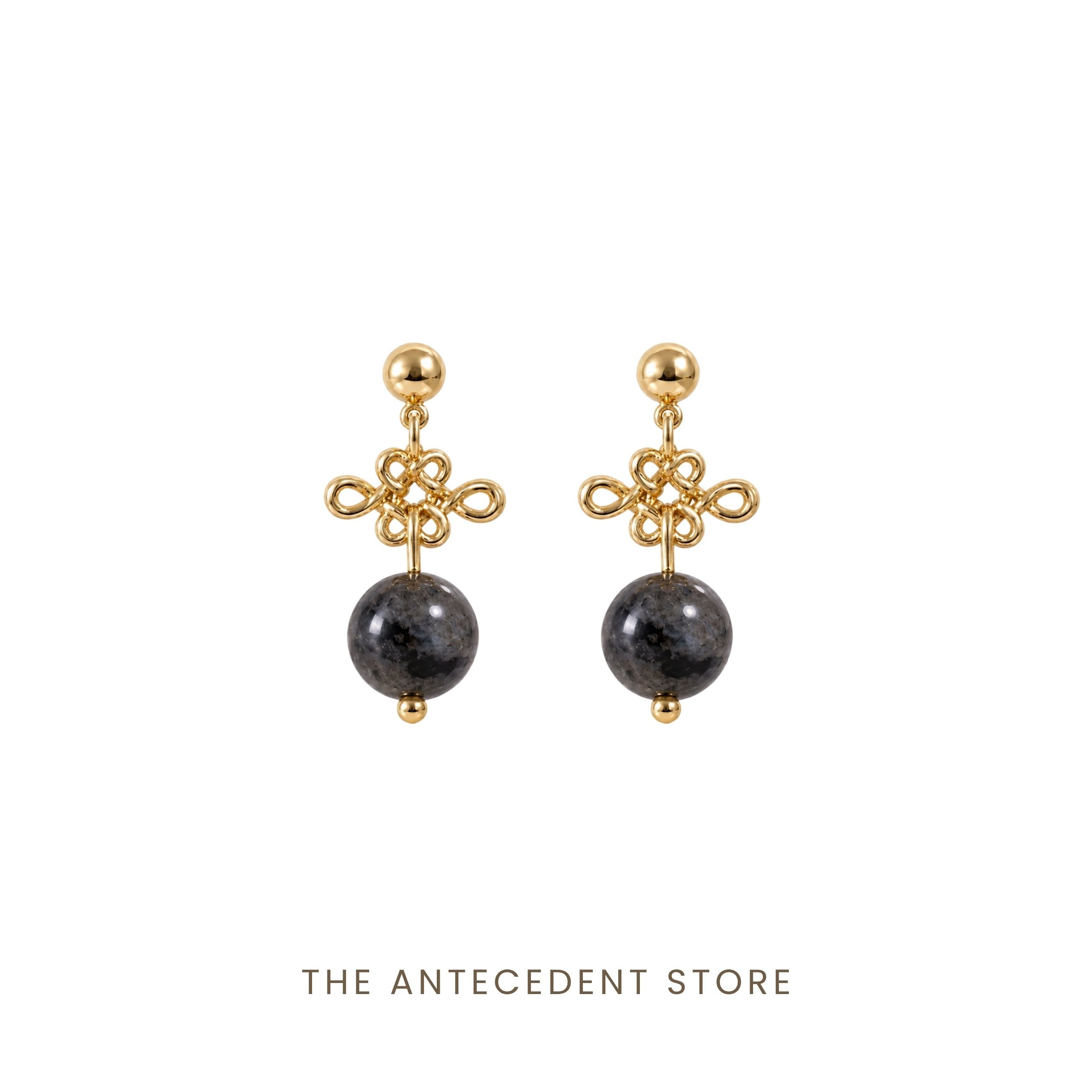 THE ANTECEDENT STORE | Auspicious Ruyi Knot With Labradorite Earrings