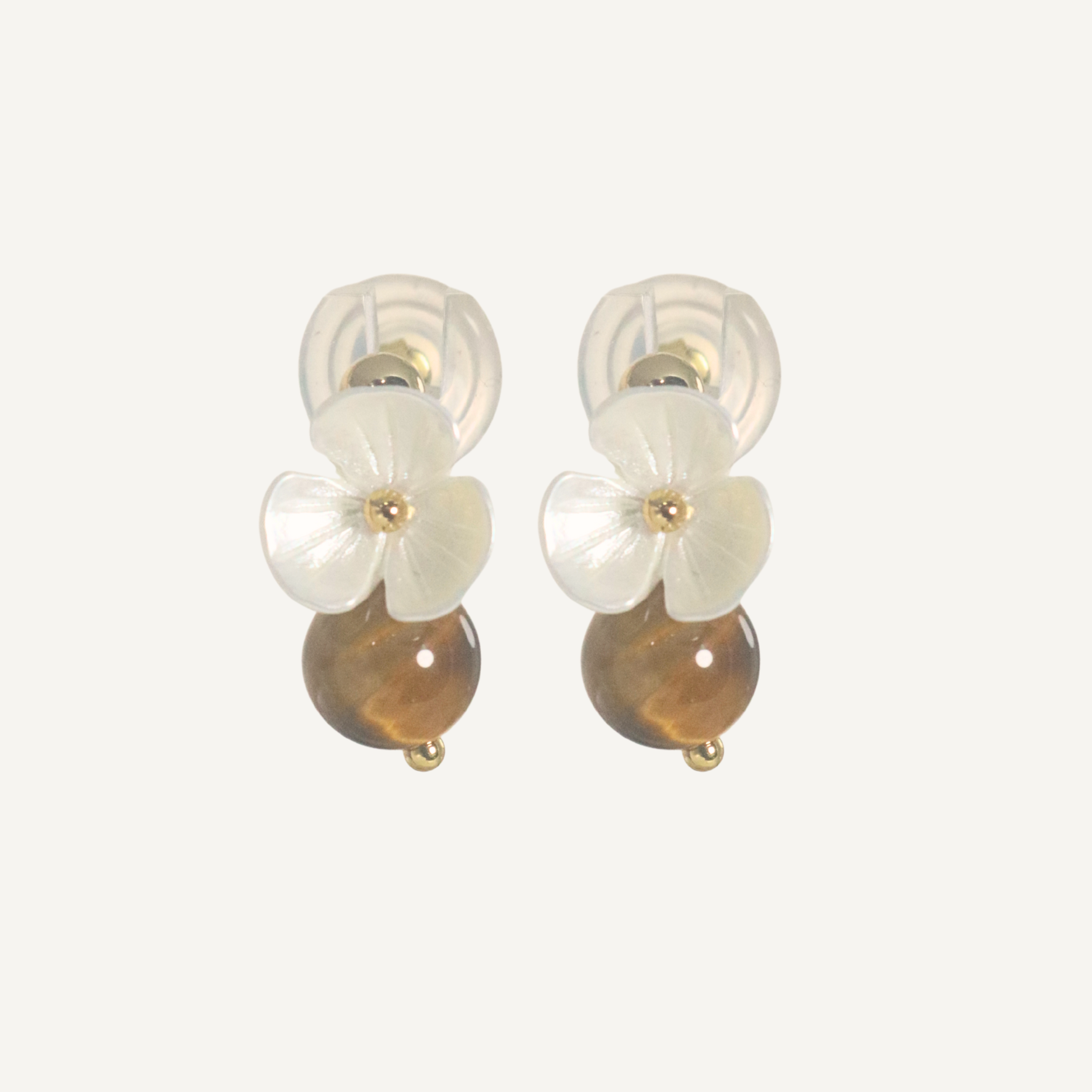 THE ANTECEDANT STORE | E - Floral Series Tiger Eye Earrings