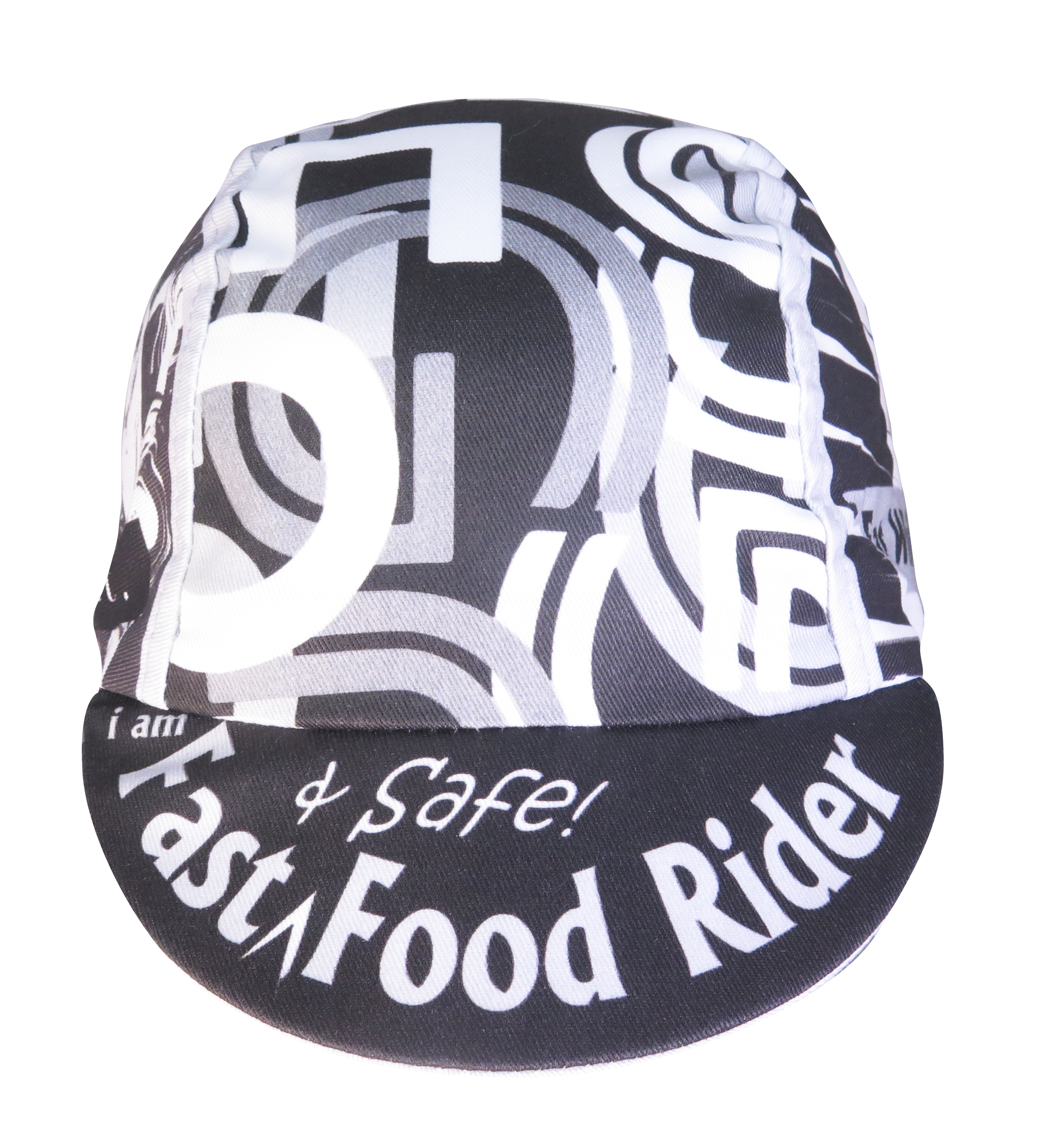 A DESIGN BY TAKACHYA | Cycling Cap - I Am Fast Food Rider (Greyscale)