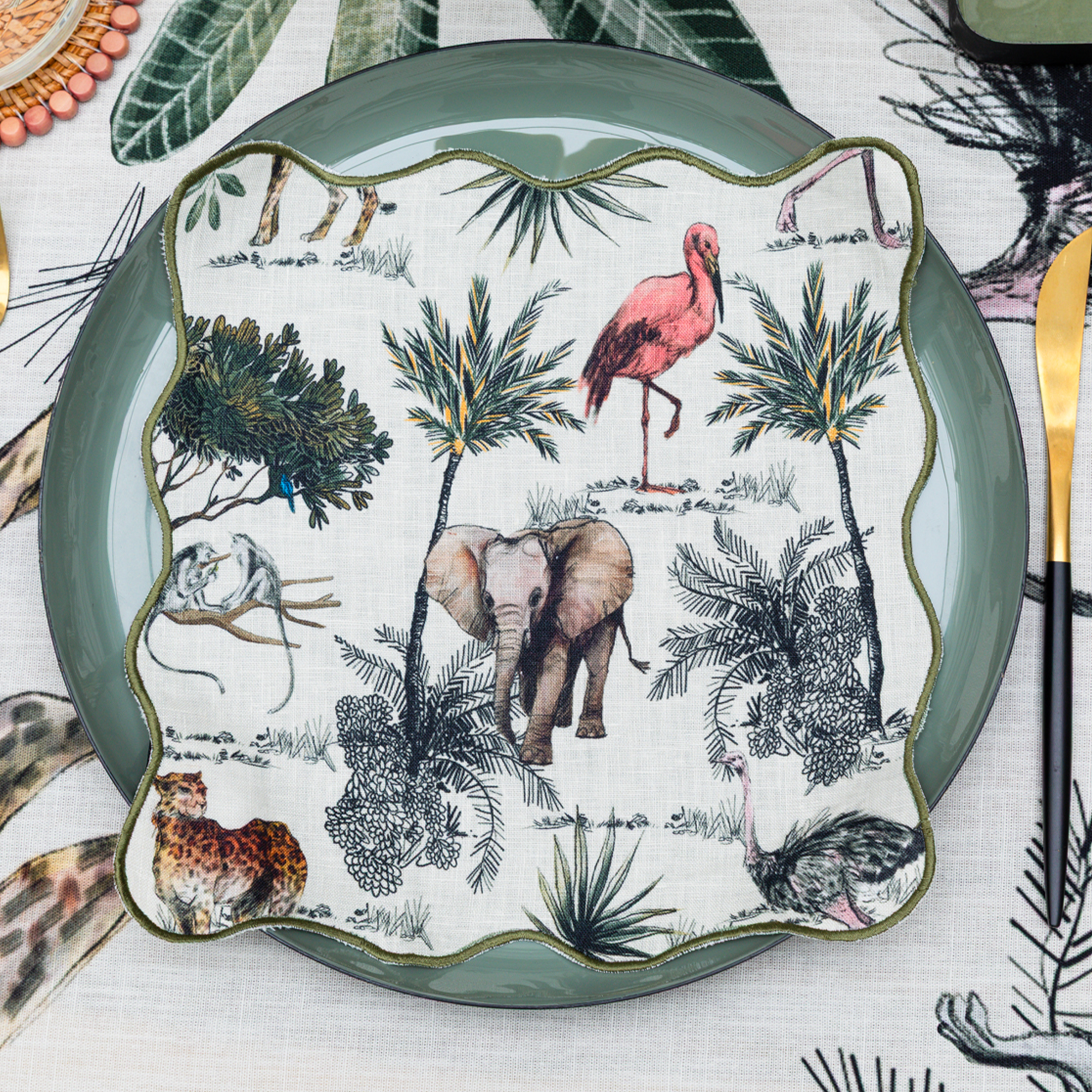 MEJA | The Aventure Africaine’ Cocktail Napkin - Marshmallow Print (Set Of 2)