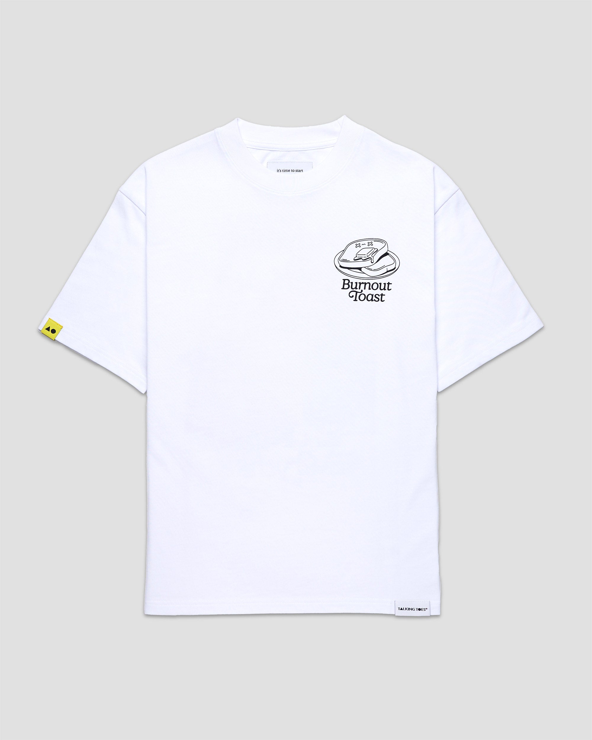 TALKING TOES | Burnout Toast Oversized Tee - White