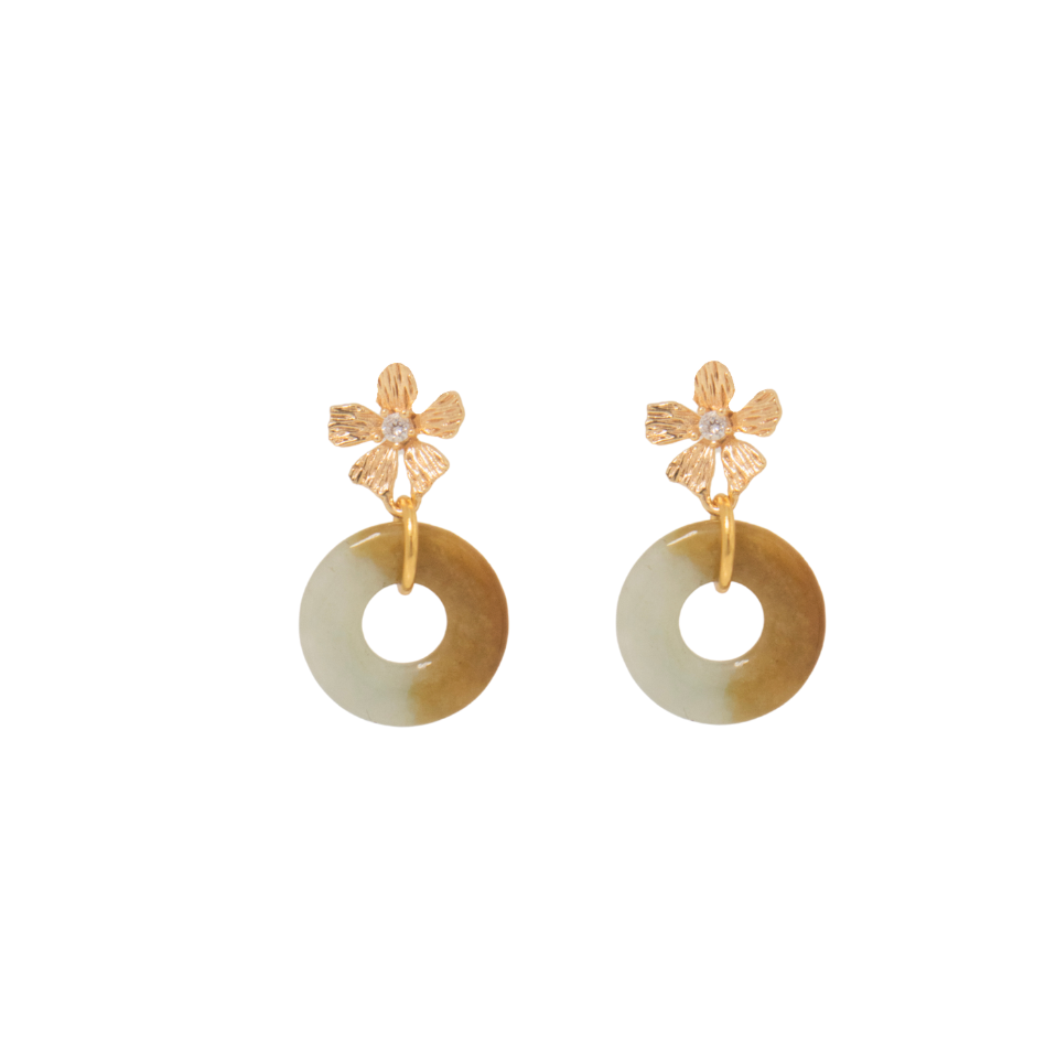 THE ANTECEDENT STORE | Burmese Jade Small Donut Dainty Floral Earrings