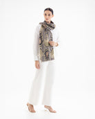 QUEENMARK | AN Patola Ikat Print Beige Blue Stripes