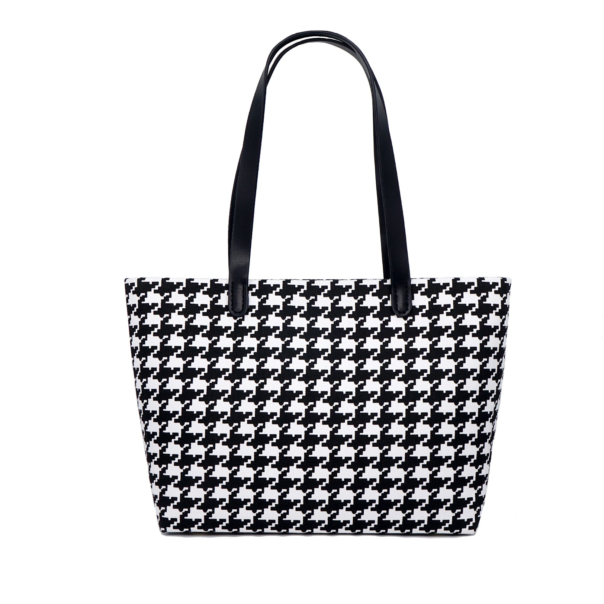COCOONESE | Zipper Top Tote Bag - Houndstooth Check (BK)
