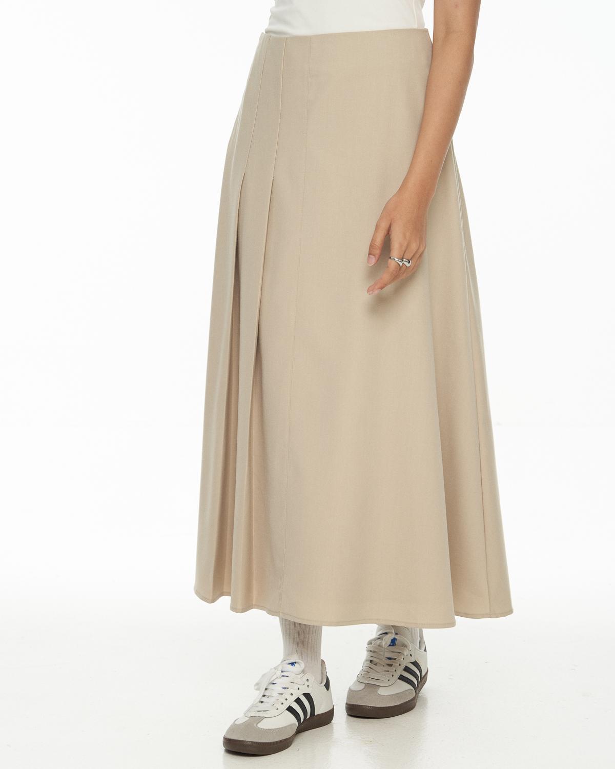 DRESSINGPAULA | Structured Twill Pleated Midi Skirt