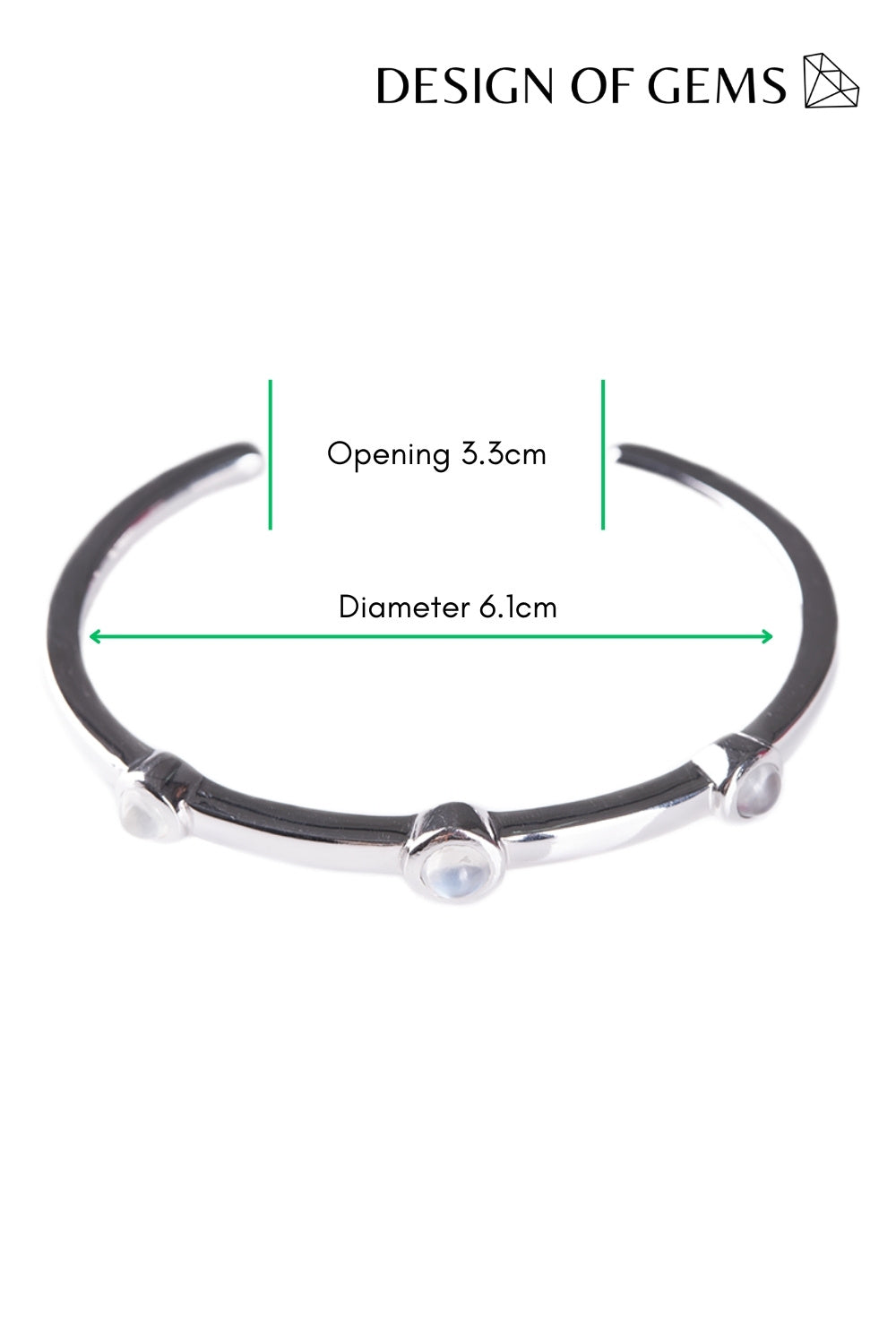 CREATIVE JEWELLERY STUDIO | Burmese Moonstone, Rhodium Plated Silver Cuff by Design of Gems