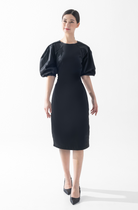 CAELI ECO LUXE | Puff Sleeve Open Back Dress Black