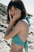 HAI THE LABEL | Summer Bliss | Sporty Open-Back Halter Bikini Top - Jelly Teal