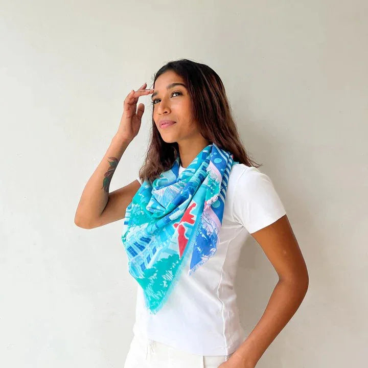 BINARY STYLE | A City In A Garden 115cm x 115cm Square Cotton Scarf