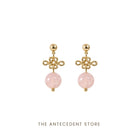 THE ANTECEDENT STORE | Auspicious Ruyi Knot With Rose Quartz Earrings