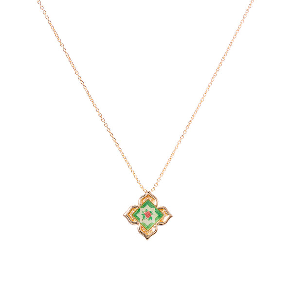 RARE BIRD COLLECTION | Peranakan Floral Pendant - Emerald