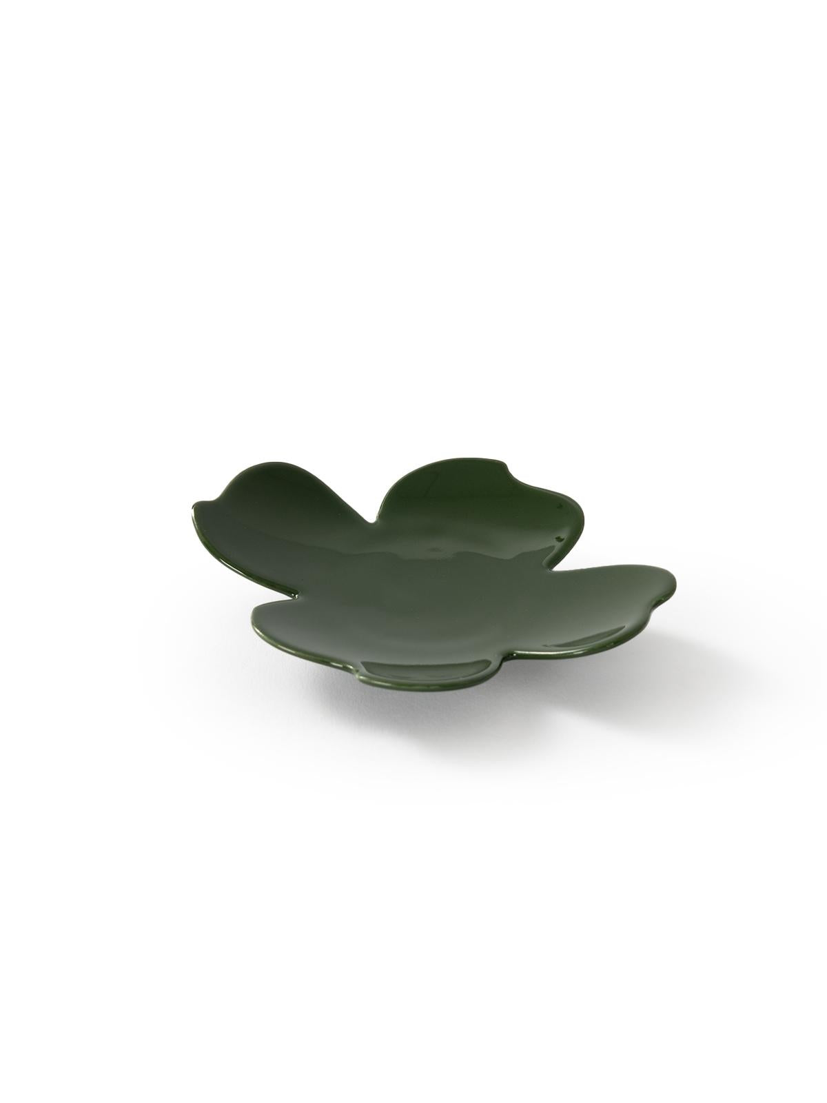 CRAFILAB | White Jade Clay Porcelain - Dark Green - Four-Petal Coaster