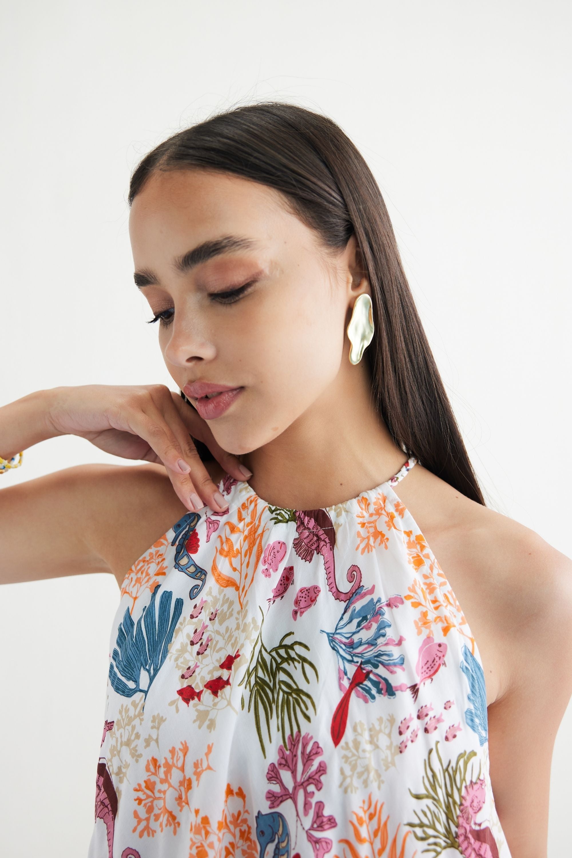 SUI | Deep Sea Lyocell Halter Maxi Dress