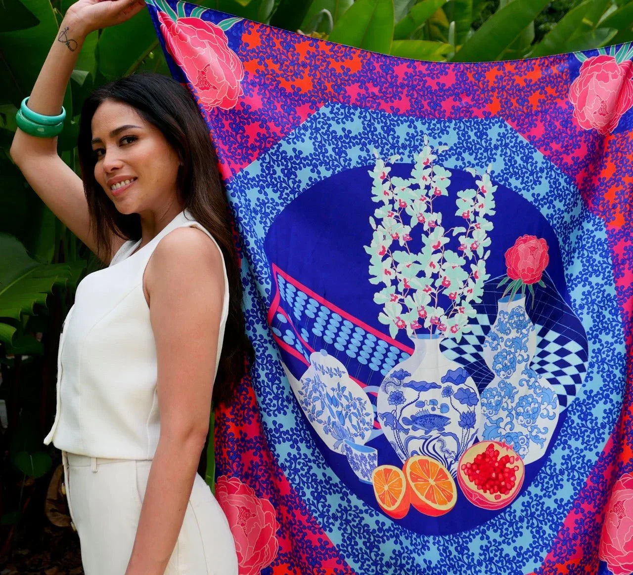 BINARY STYLE | Straits Chinoiserie Premium Silk Scarf