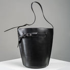 WU HAUS | Le Belt Black Lightweight Leather Bucket Shoulder Bag