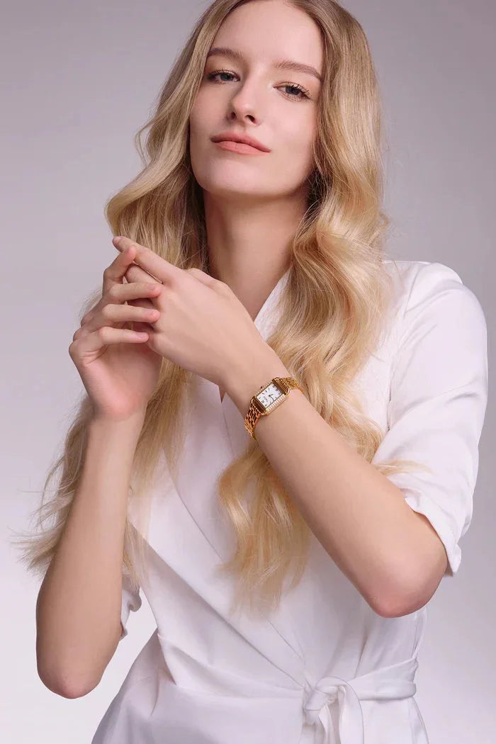 BLACK BY BLUE BRAVE | THCN H· I Eggshell White Dial Gold Bracelet Watch