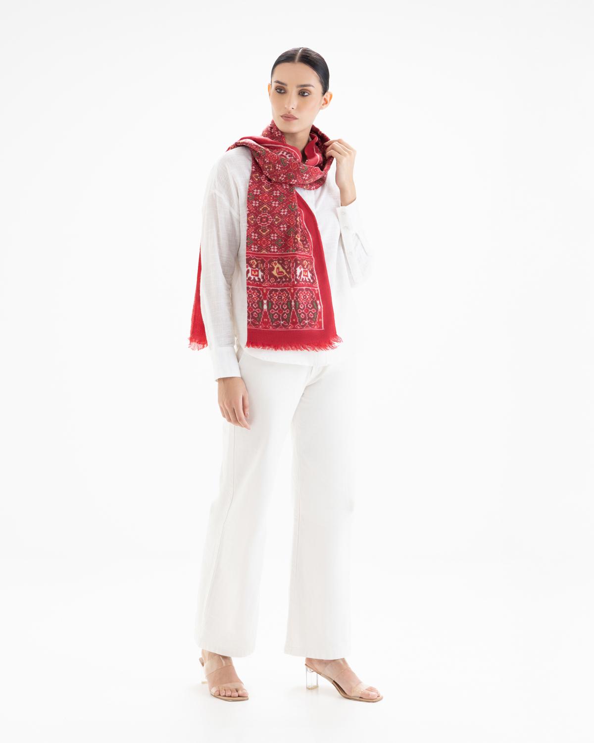 QUEENMARK | AN Patola Ikat Print Light Red