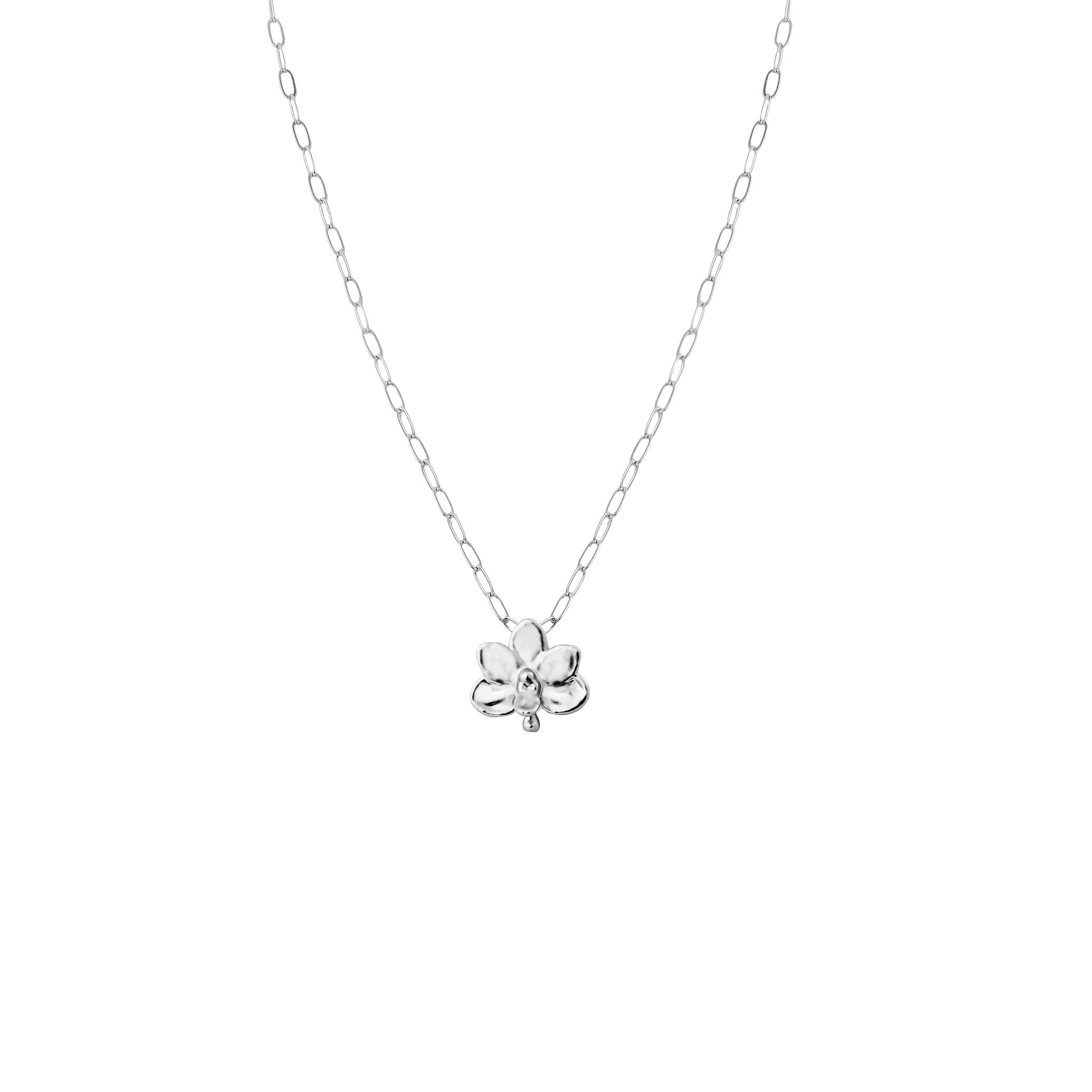 RISIS | Petite Orchid Paperclip Necklace in Palladium
