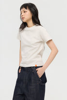 3EIGHTH | Mock Neck Tee in Grey Marl