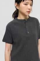 3EIGHTH | Military Henley Tee in Charcoal Marl