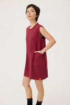 3EIGHTH | Cocoon Jersey Reversible Dress in Burgundy & Sappanwood