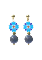 THE ANTECEDENT STORE | E - Peranakan Motif Porcelain Earrings - With Lapis Lazuli