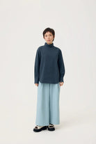 3EIGHTH | Oki Scarf Collar Top in Navy