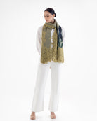 QUEENMARK | AN Assorted Lace Print Crystal Shawl Olive Olive Blue Flower
