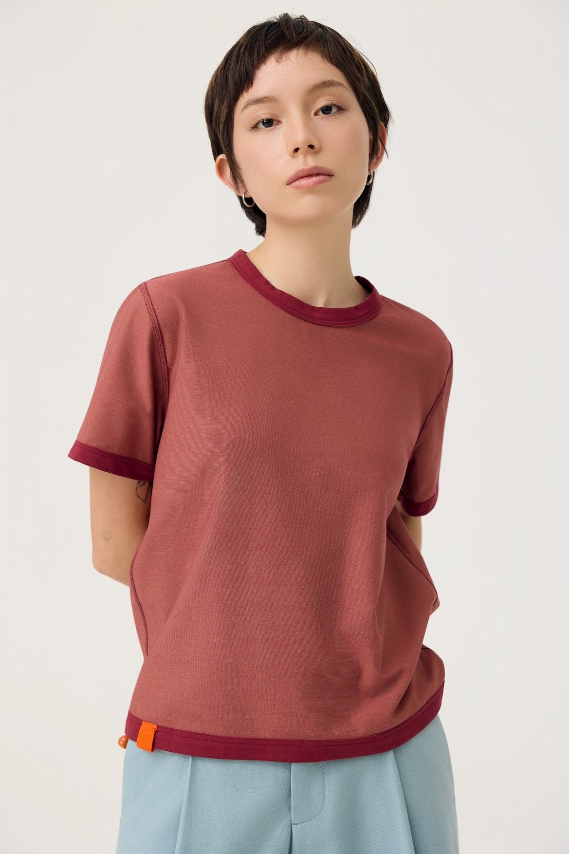 3EIGHTH | Everyday Reversible Tee in Burgundy & Sappanwood