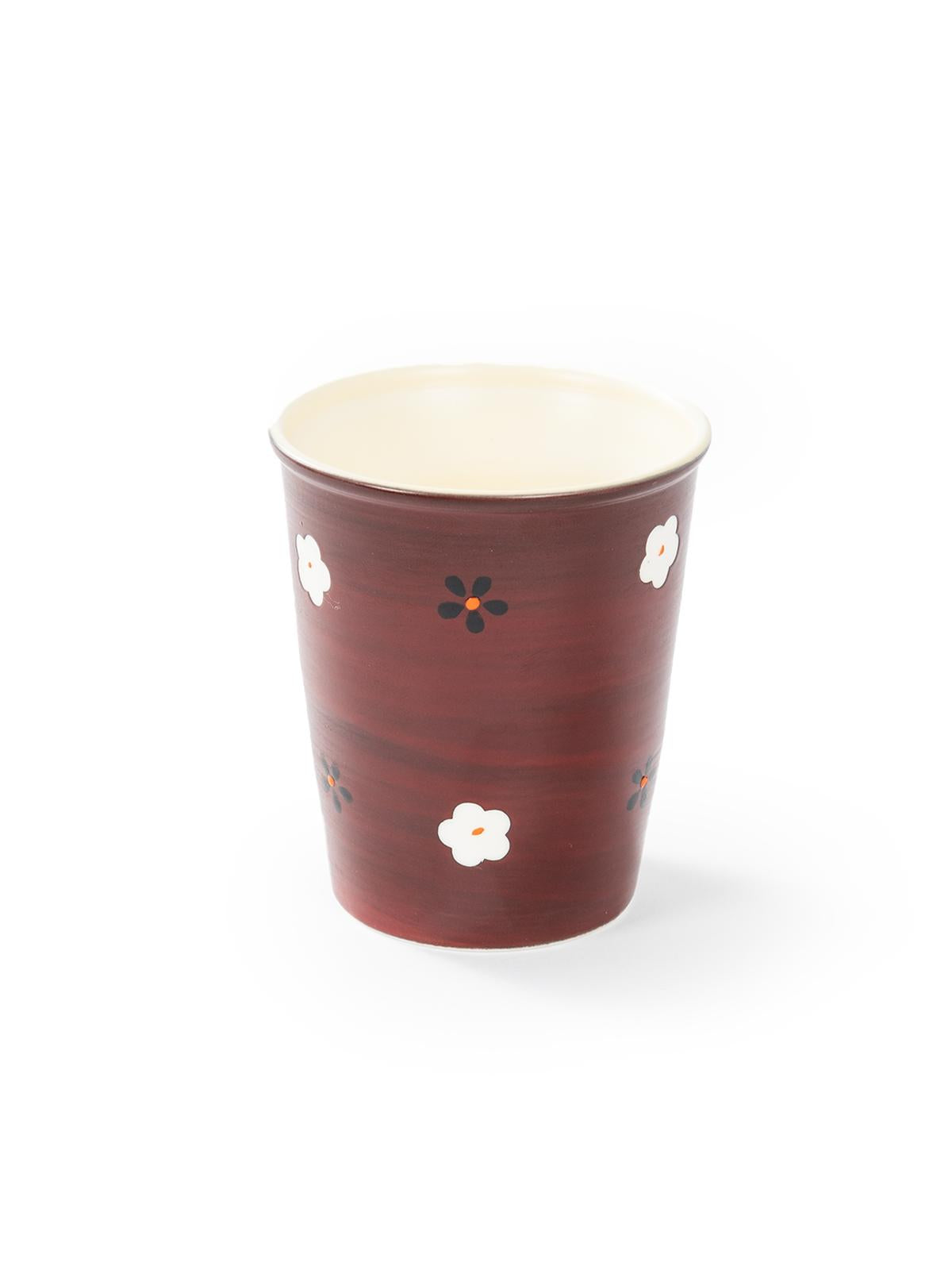 CRAFILAB | Hawthorn Red Hand-Painted Floral Coke-Style Cup