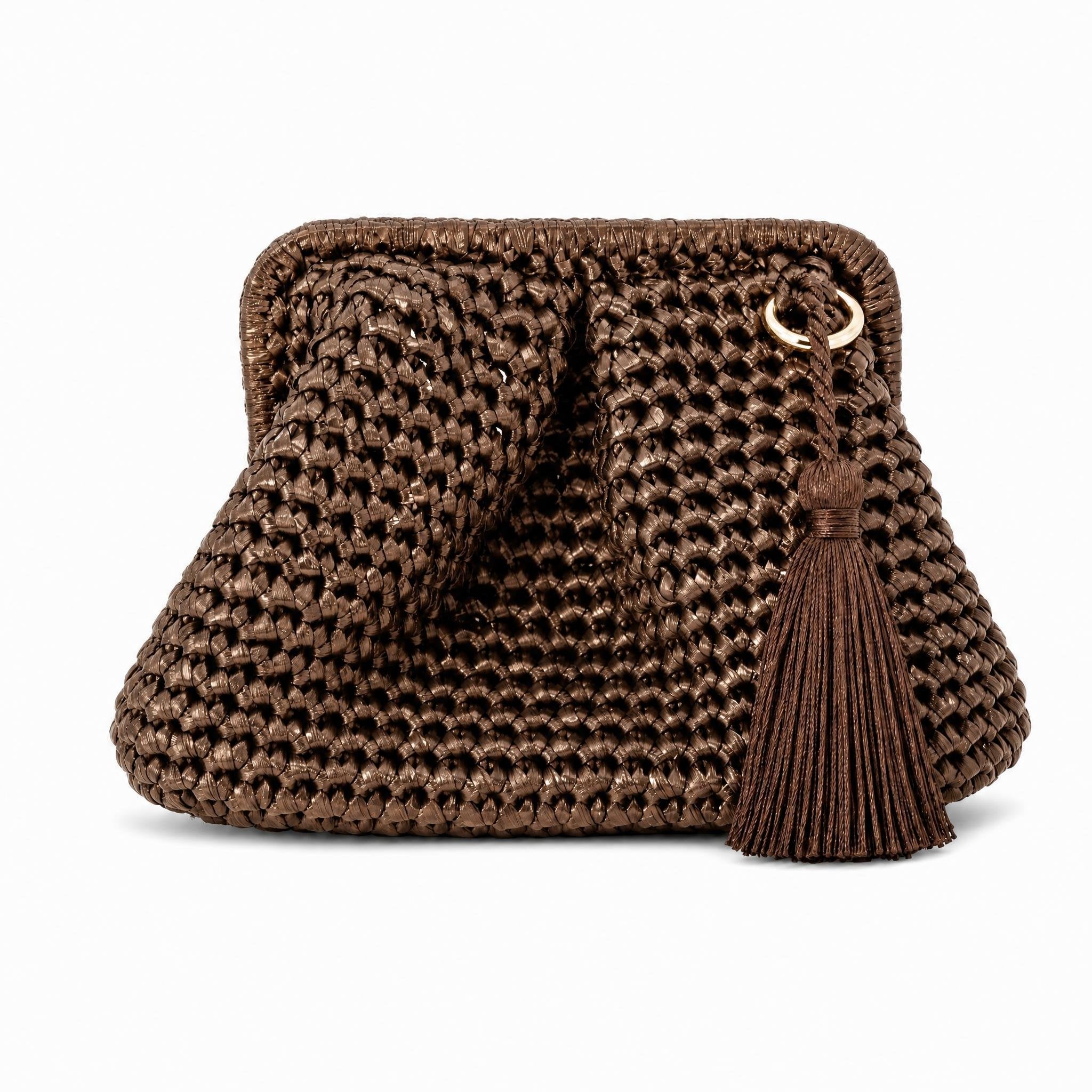 DESTI SAINT | Metallic Weave Small Clutch | Bronze